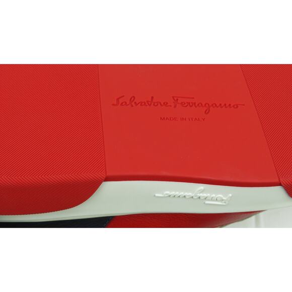 NIB FERRAGAMO CASSINA RED BLACK LEATHER LOGO LACE UP SNEAKERS 11 M ITALY - Picture 11 of 13